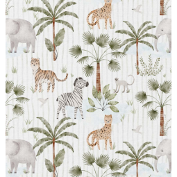 Tissu coton - Jungo blanc vert