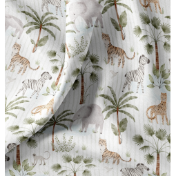 Tissu coton - Jungo blanc vert