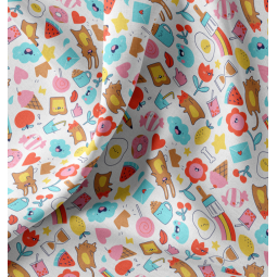 Tissu coton enduit - Kawi rose rouge