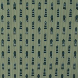 Tissu coton - Phare à rayure bleu
