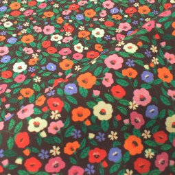 Tissu coton - Fleurs sur noir