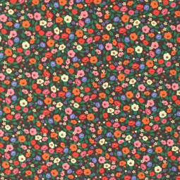 Tissu coton - Fleurs sur noir