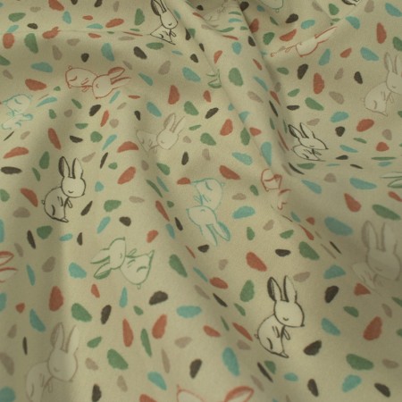 Tissu coton - Lapin multicolore
