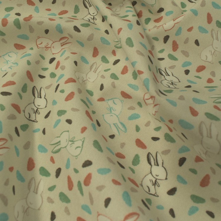 Tissu coton - Lapin multicolore