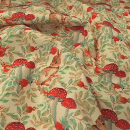 Tissu coton - Champignon lapin