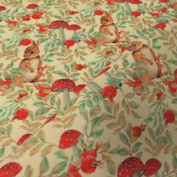 Tissu coton - Champignon lapin