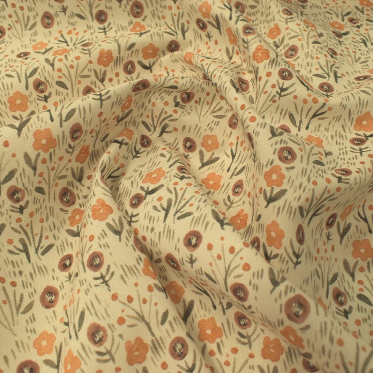 Tissu coton - Fleur naturel