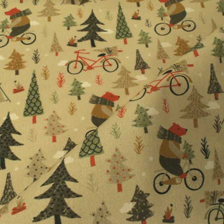 Tissu coton - Camping ourson