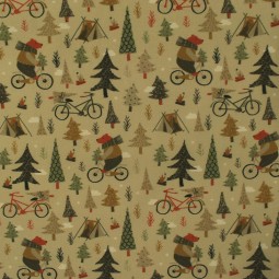 Tissu coton - Camping ourson