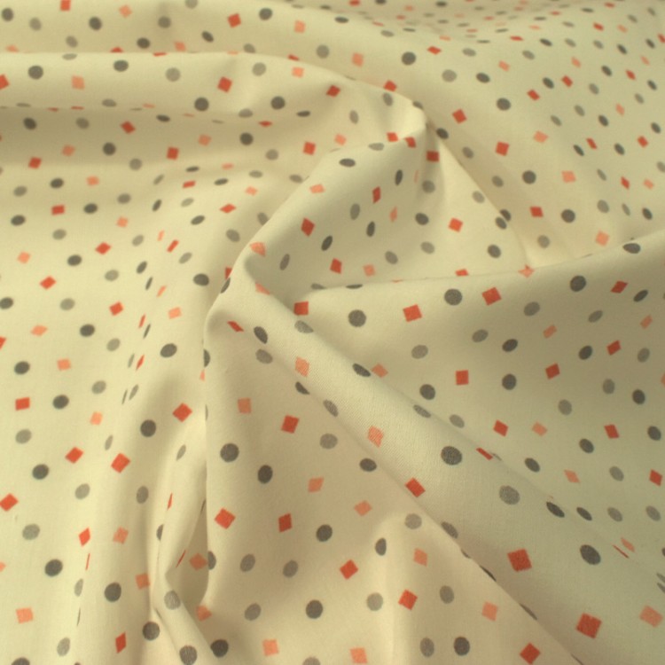 Tissu coton - pois et carré