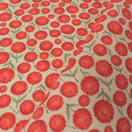 Tissu coton - Fleurs rouges