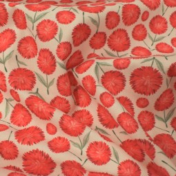 Tissu coton - Fleurs rouges