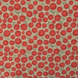 Tissu coton - Fleurs rouges