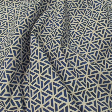 Tissu coton - Géométrique bleu