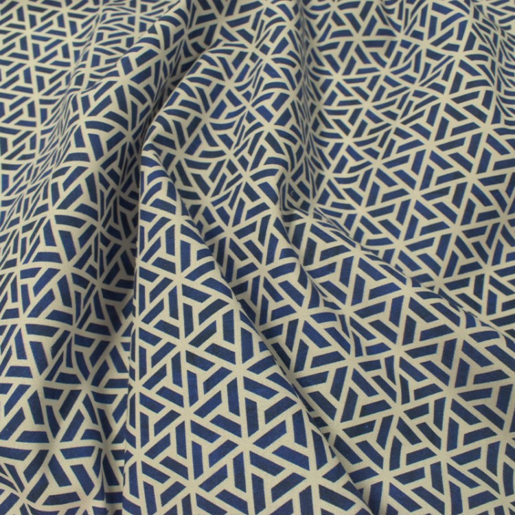 Tissu coton - Géométrique bleu