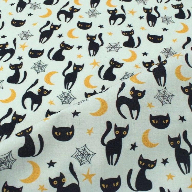 Tissu coton - Chat noir