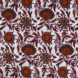 Tissu voile de coton - Cognac flower