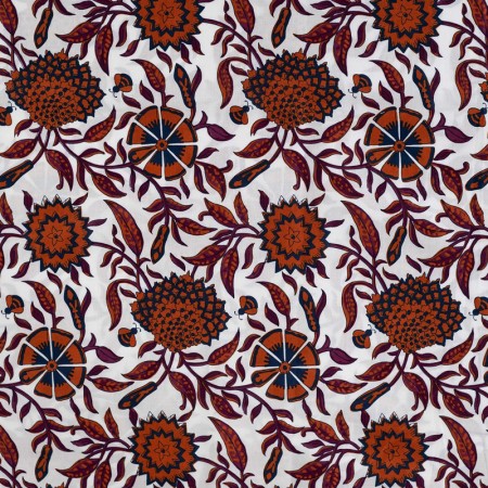 Tissu voile de coton - Cognac flower