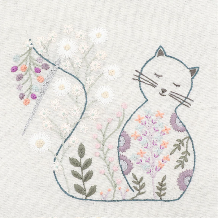 Kit de broderie - Le chat du printemps