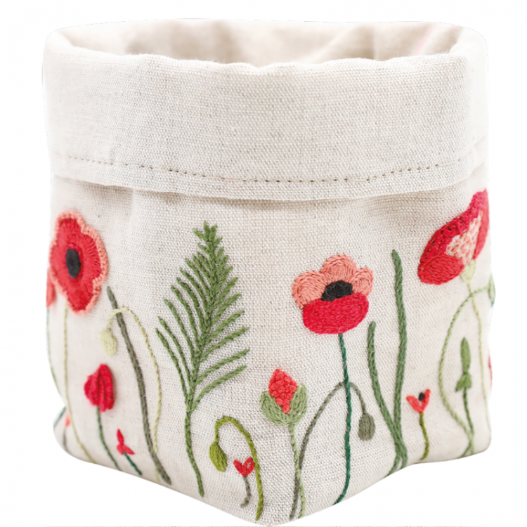 Kit de broderie - Corbeille coquelicots