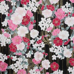 Tissu japonais - Fleurs roses