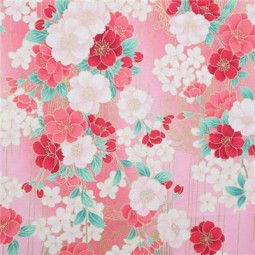 Tissu japonais - Fleurs de prunier fond rose