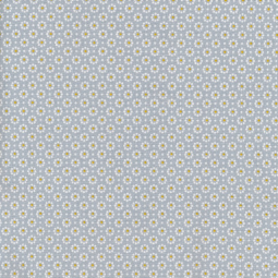 Tissu coton enduit - Belle fleur Dusty blue
