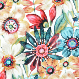 Tissu cretonne - Mélissandre multicolore