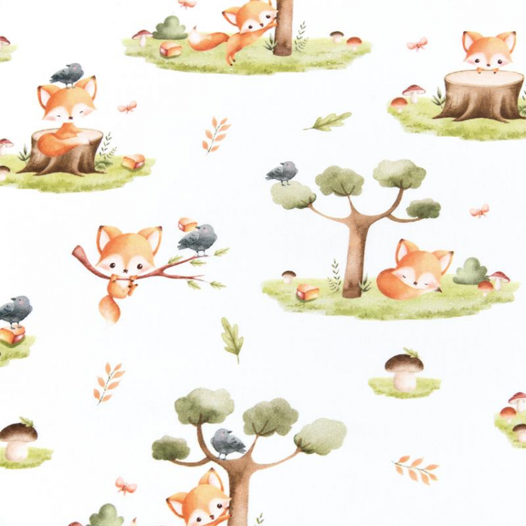 Tissu coton - Renard multicolore