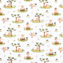 Tissu coton - Renard multicolore