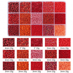 Coffret 150 g de perles de rocaille rouge