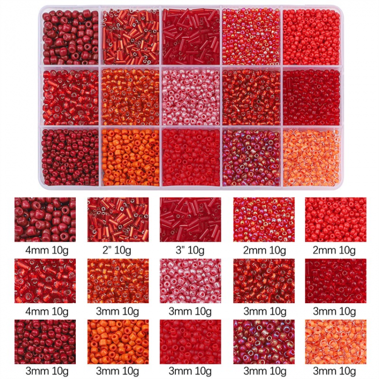 Coffret 150 g de perles de rocaille rouge