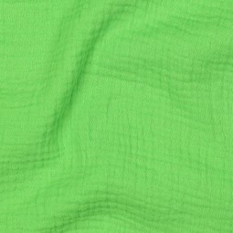 Tissu double gaze de coton bio - Vert fluo
