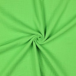 Tissu double gaze de coton bio - Vert fluo