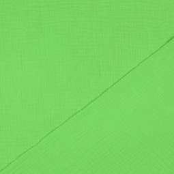 Tissu double gaze de coton bio - Vert fluo