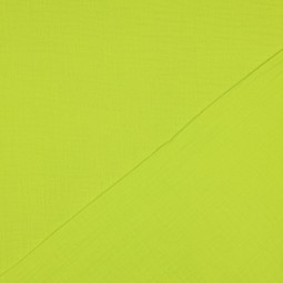 Tissu double gaze de coton bio - Jaune fluo