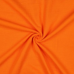 Tissu double gaze de coton bio - Orange fluo