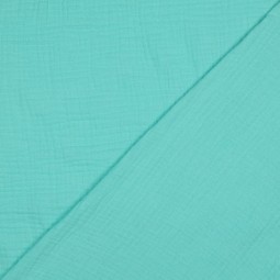 Tissu double gaze de coton bio - Menthe poivrée