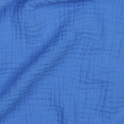 Tissu double gaze de coton bio - Bleu roi