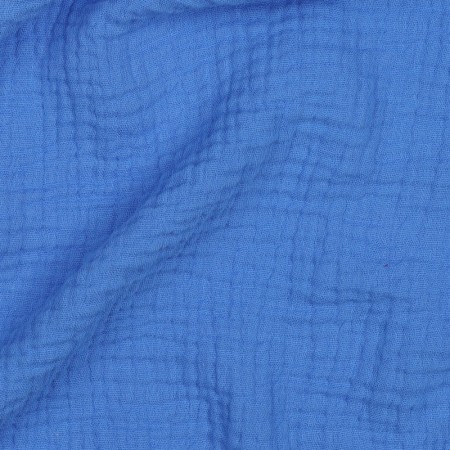 Tissu double gaze de coton bio - Bleu roi