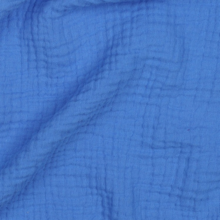 Tissu double gaze de coton bio - Bleu roi