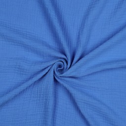 Tissu double gaze de coton bio - Bleu roi