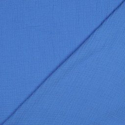 Tissu double gaze de coton bio - Bleu roi