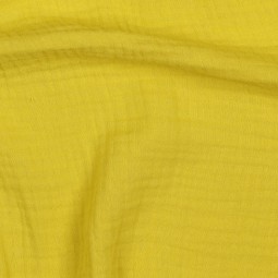 Tissu double gaze de coton bio - Banane
