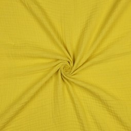 Tissu double gaze de coton bio - Banane
