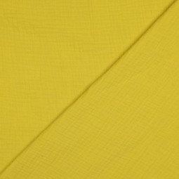 Tissu double gaze de coton bio - Banane