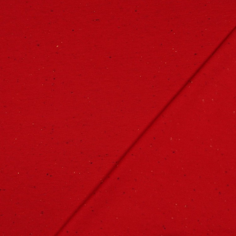 Tissu jersey sweat - rouge moucheté