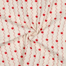 Tissu matelassé double gaze - Cœur naturel