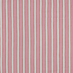 Tissu double gaze de coton - Rayure fil teint rose