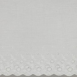 Tissu double gaze de coton - Une bordure feston blanc